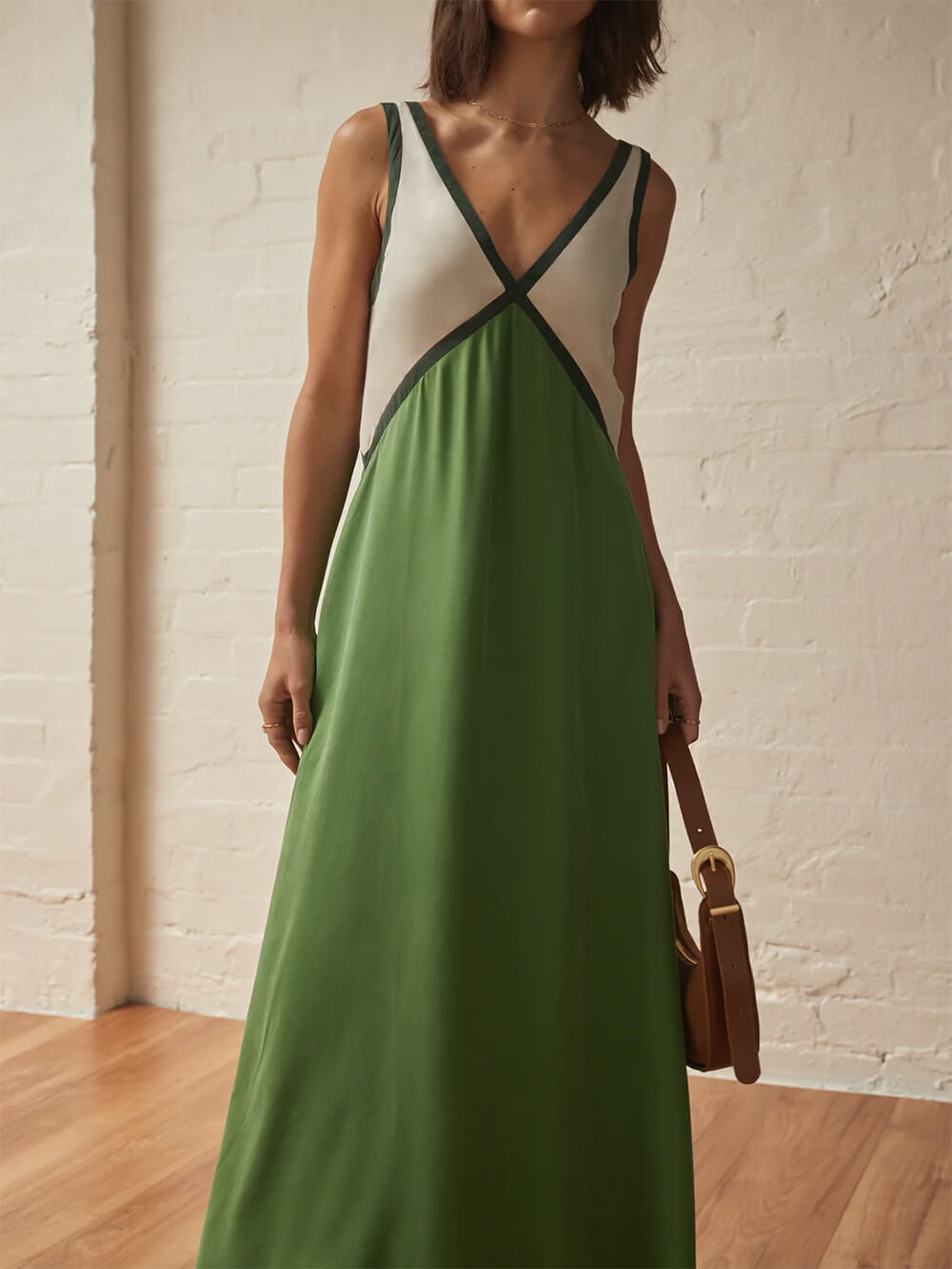 Romy V-Neck Contrasting Color Splicing Chic Dress