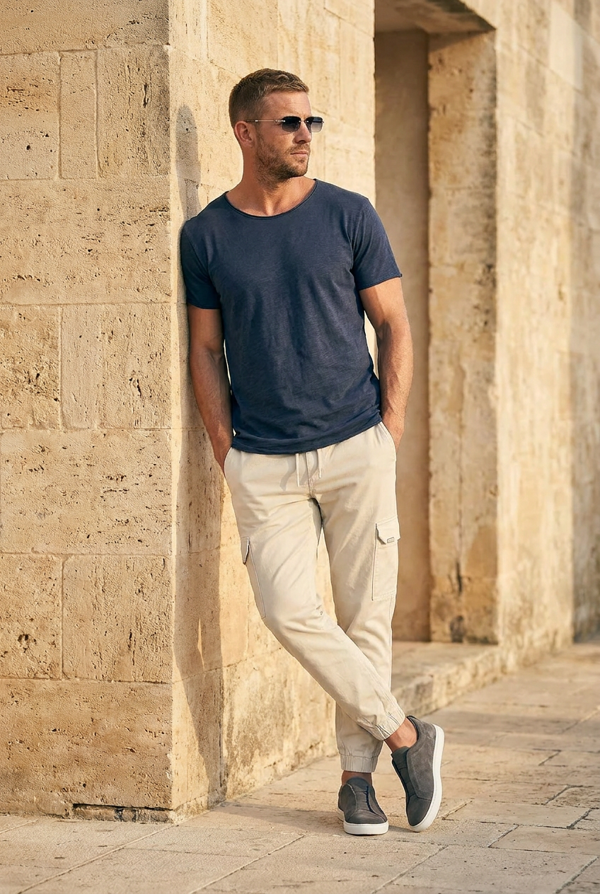 Camden raw cotton t-shirt in navy  #Color_Navy