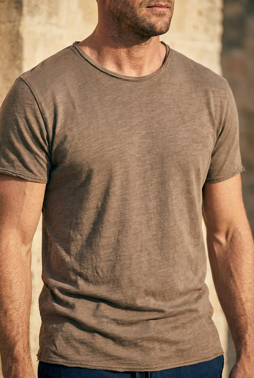 Camden raw cotton t-shirt in camel  #Color_Camel