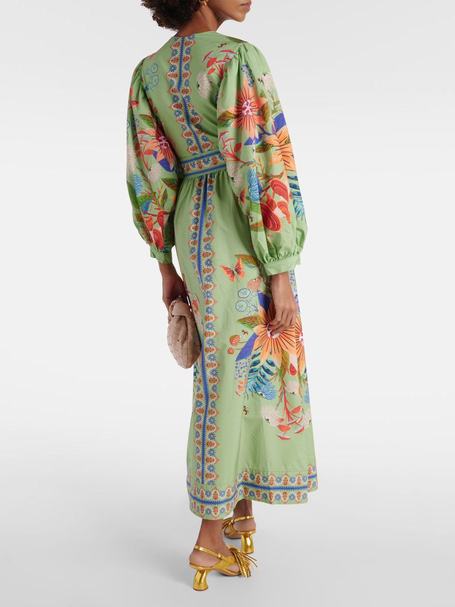 Margot Floral V-Neck Single Breasted Midi Dress