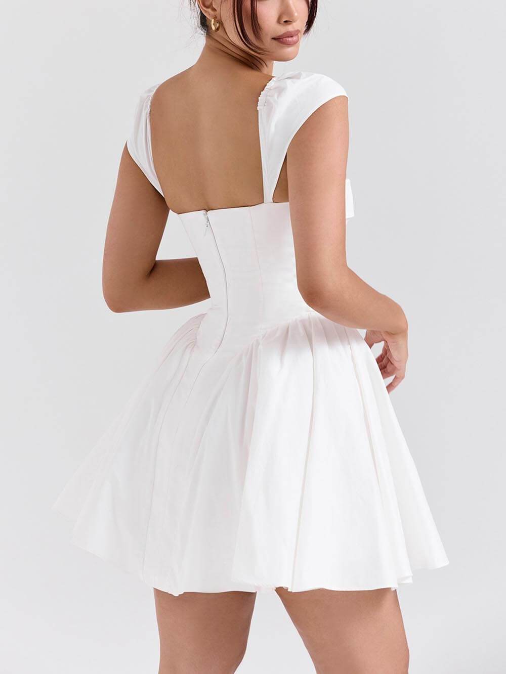 Leonora V-Neck Pleated Waist Mini Dress