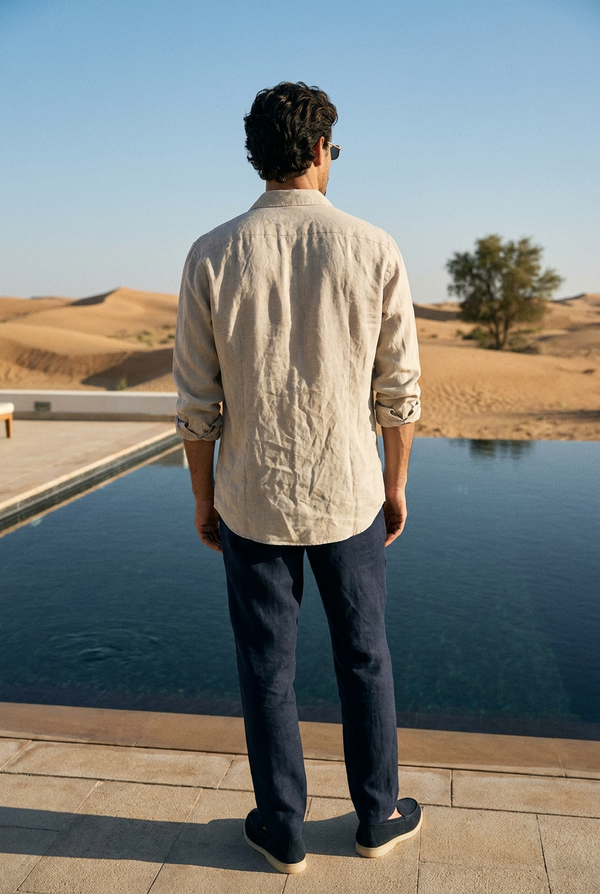 Coastal linen-cotton trousers in beige #Color_Beige