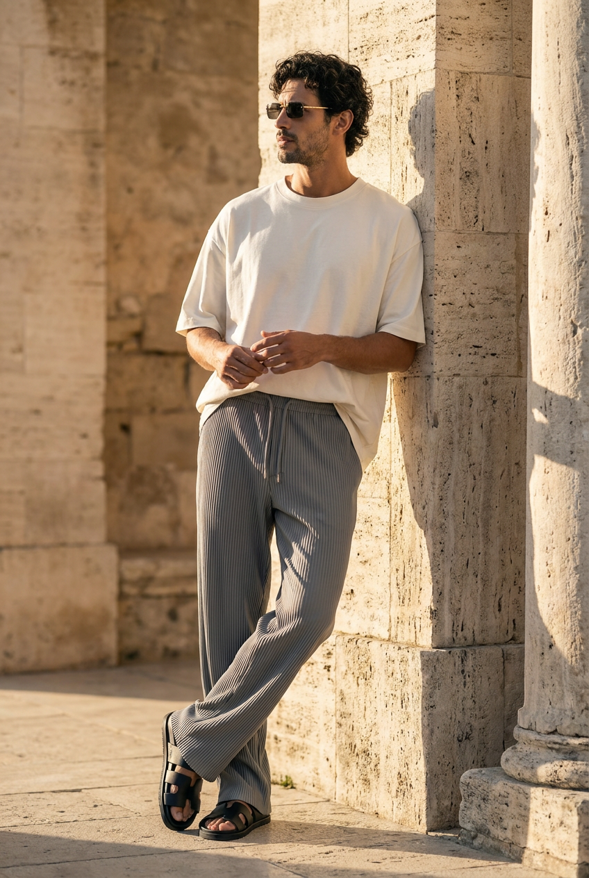 Coastal linen-cotton trousers in grey #Color_Grey